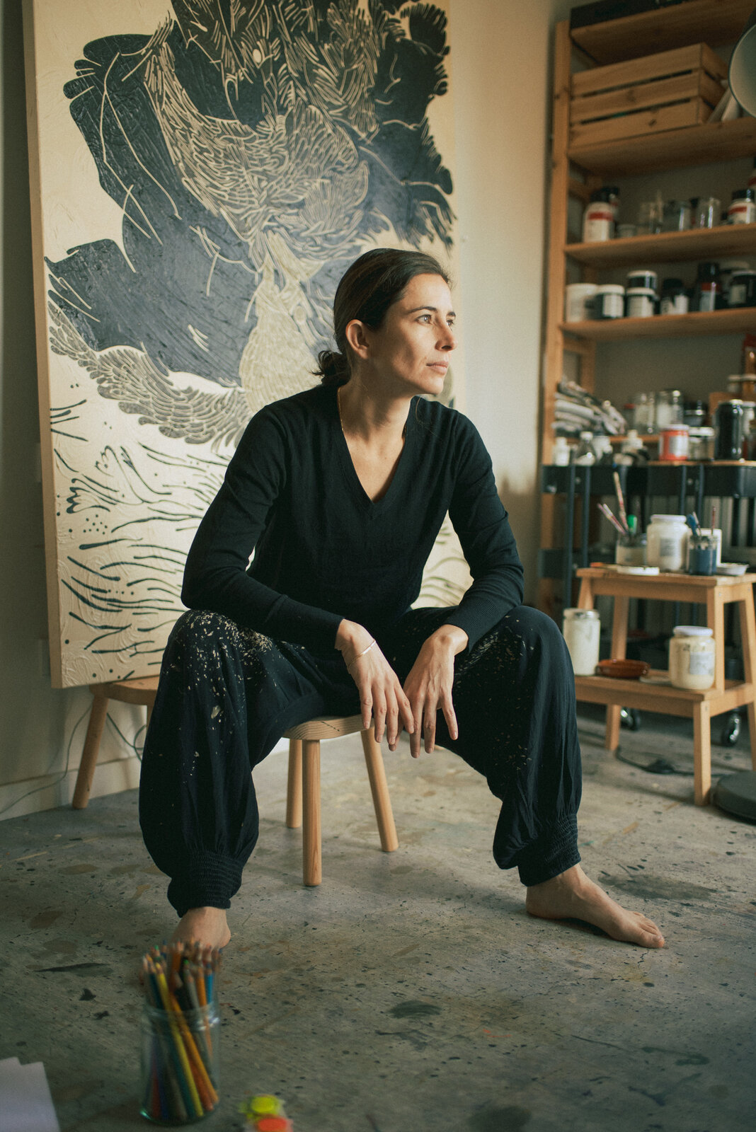 Ana Lucía Cano in her studio